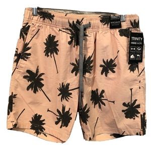 NWT Trinity Short Length Palmetto Swim Trunks Pink